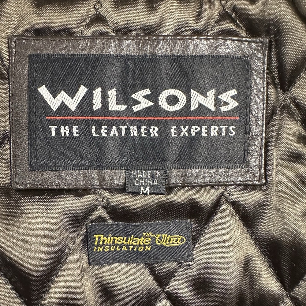 Wilsons‎ Leather Jacket Women's Medium Dark Brown Mid Belted Boho Chic 90's Y2K - Picture 16 of 16